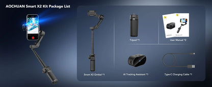 Smart AI Smartphone Gimbal with Built-In Extension Rod