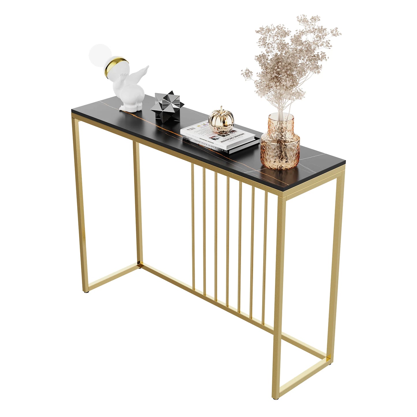 Narrow Hallway Console Table Black Metal Frame