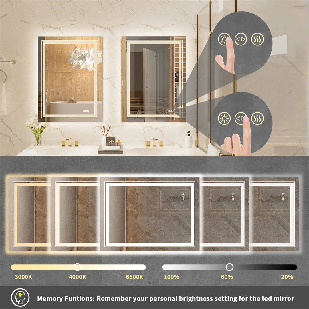 LED Bathroom Mirror with Bluetooth Speaker & Anti-Fog