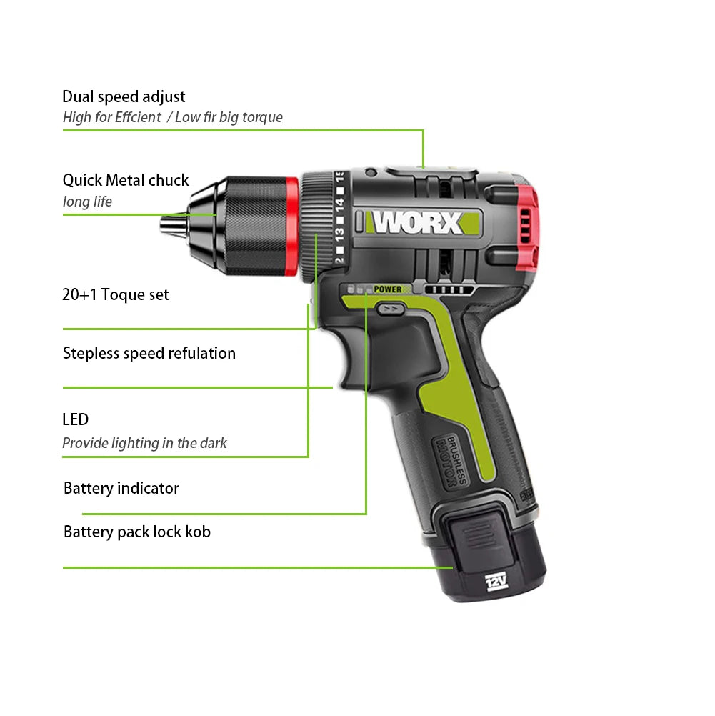 Cordless 12V Drill with 40Nm Torque for Metalwork
