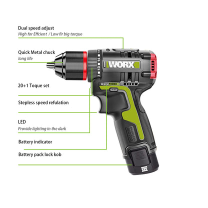 Cordless 12V Drill with 40Nm Torque for Metalwork