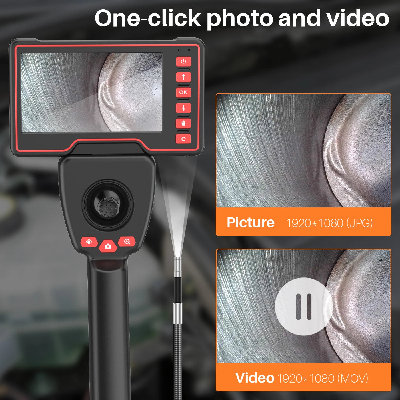 6mm Borescope 1m Cable 720 Degree Steering LCD Screen