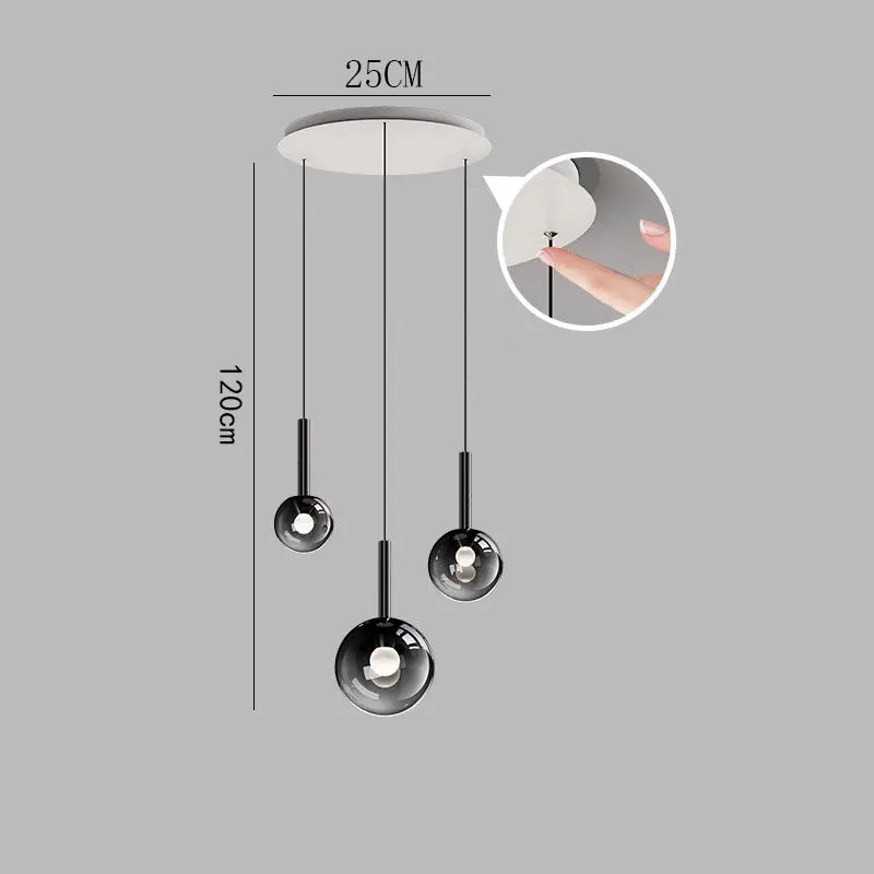 Remote Dimmable 3-Arm Hanging LED Fixture