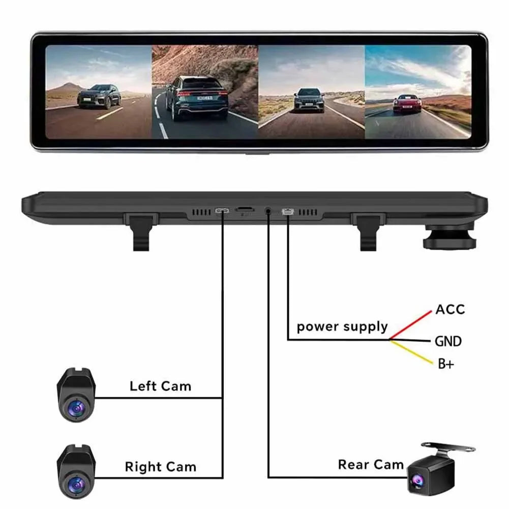 12-Inch 4K Dash Cam ADAS Blind Spot Monitor