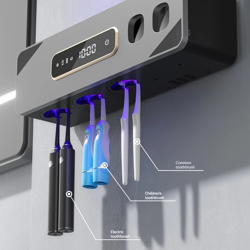 UV Sanitizing Toothbrush Holder with Automatic Toothpaste Dispenser