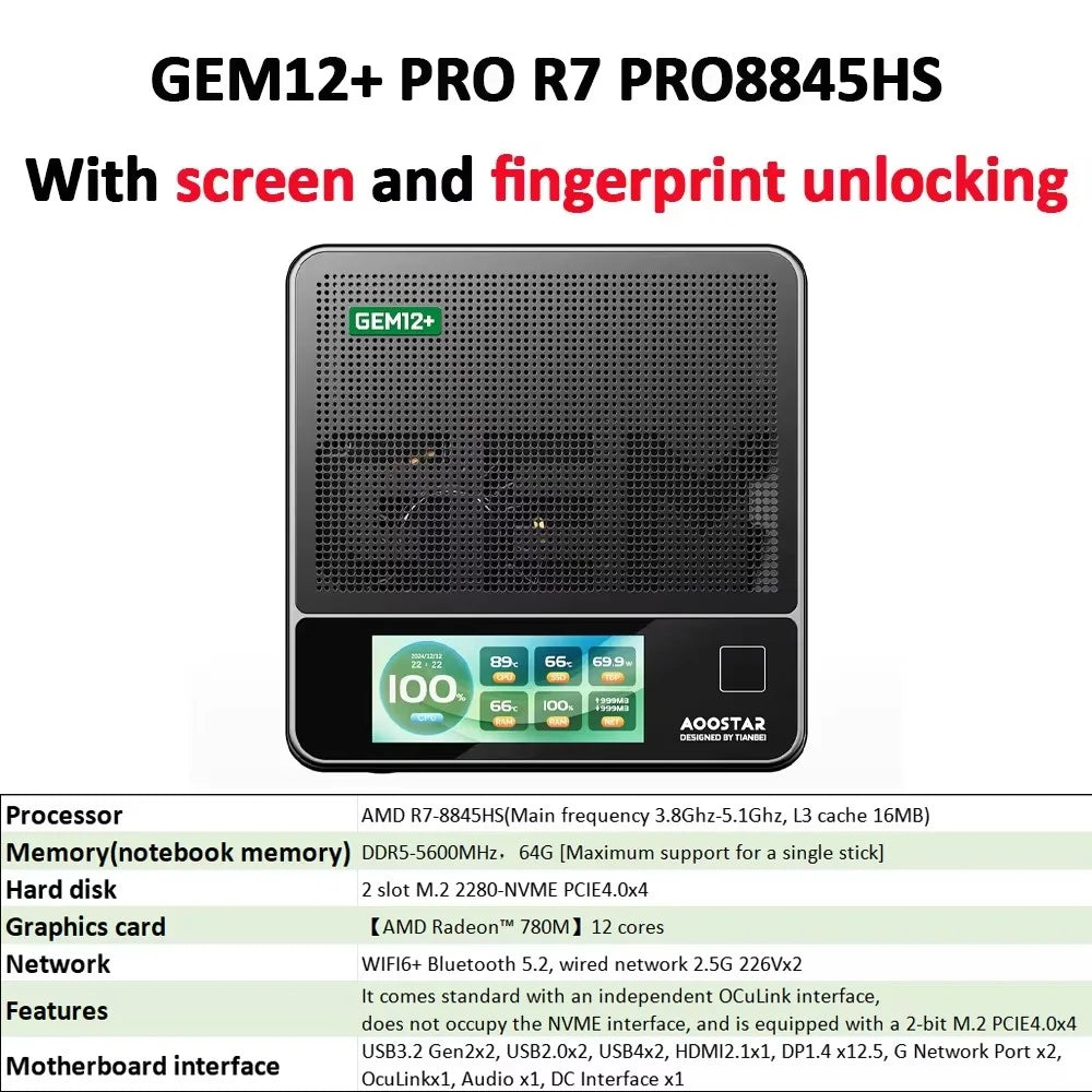Ryzen 7 Pro 8845HS Mini PC 16GB RAM 512GB SSD