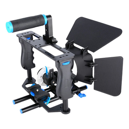 Universal Camera Cage Rig Kit with Grip Handle Cold Shoe