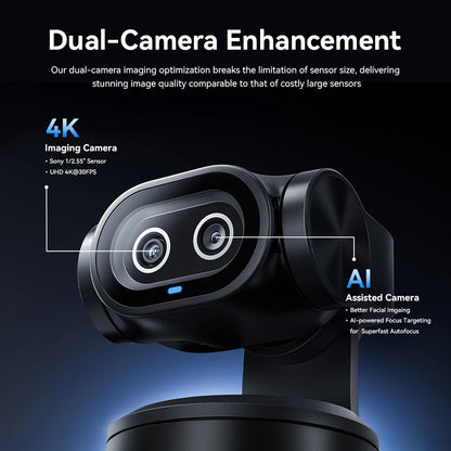 4K Dual-Camera AI Tracking Webcam with Autofocus