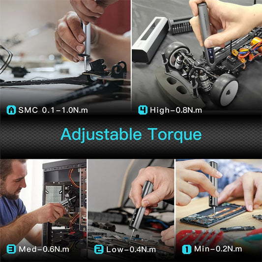 Rechargeable Cordless Precision Screwdriver Kit with Adjustable Torque