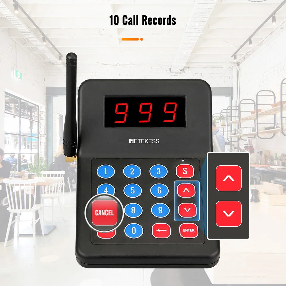 Wireless Restaurant Paging System with Fifteen Coaster Buzzers