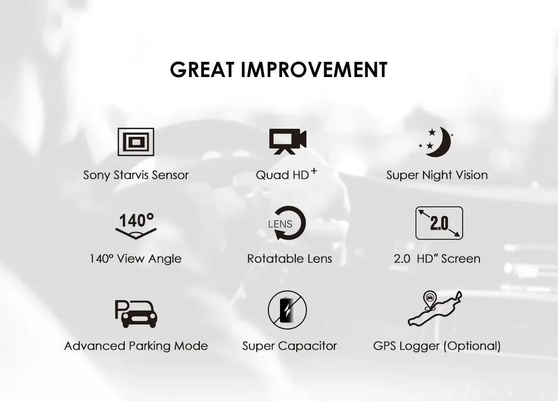 2K Dash Camera with 64GB Storage and Quad HD Recording
