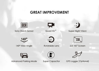 2K Dash Camera with 64GB Storage and Quad HD Recording