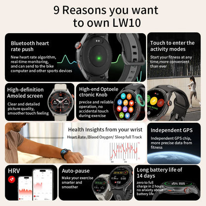 Silver Classic Smartwatch with GPS and Heart Rate Monitor