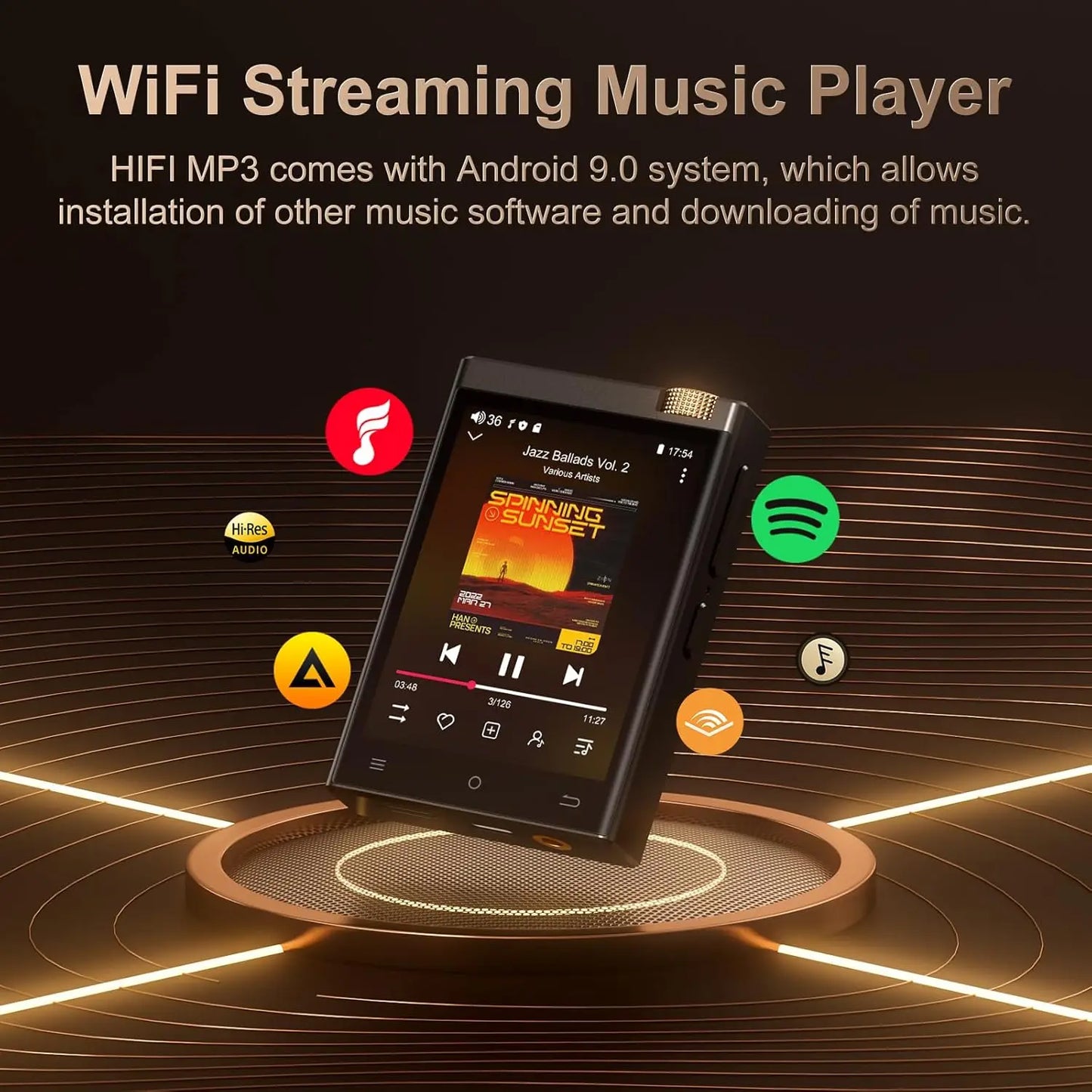 HiFi MP3 Player with Bluetooth WiFi and 64GB Card