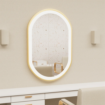 80cm Oval LED Bathroom Mirror with Demister Pad
