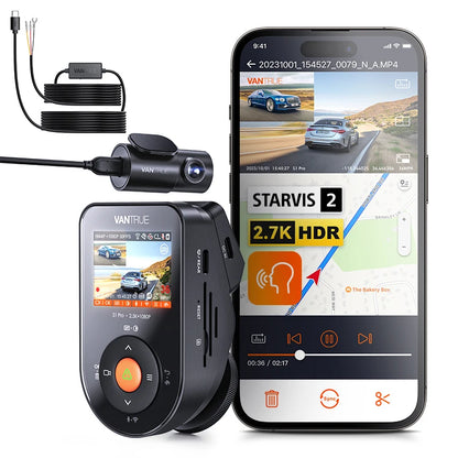 Hidden Dual Dash Camera 2.7K Night Vision HDR