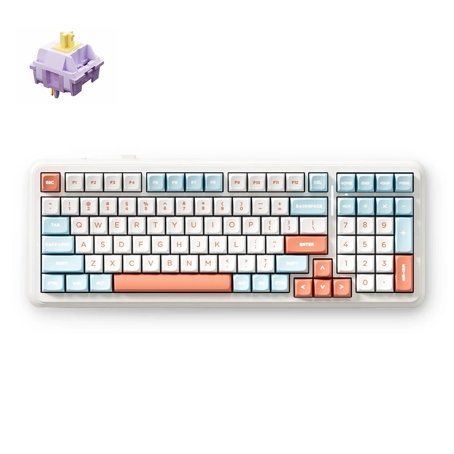 Tri-Mode Wireless RGB Keyboard Hot Swappable Gasket Mount Sky Orange