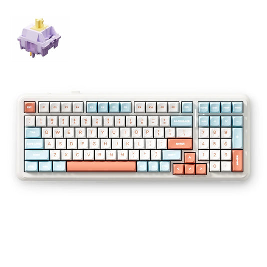 Tri-Mode Wireless RGB Keyboard Hot Swappable Gasket Mount Sky Orange