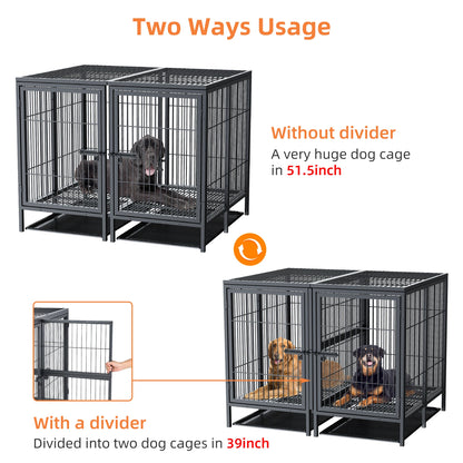 Large Steel Pet Kennel Cage with Removable Floor Trays