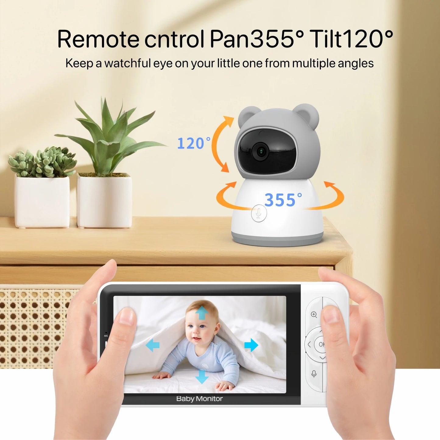 Smart Baby Monitor 2K Camera 5 Inch Display 2-Way Audio