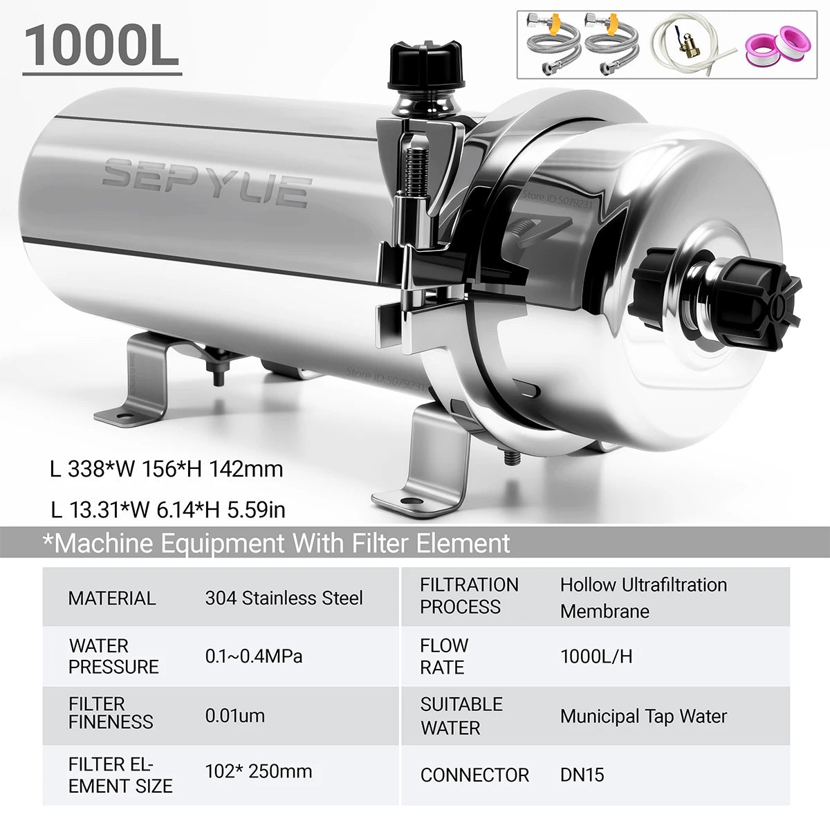 Whole House UF Water Filter 1000L High Flow System