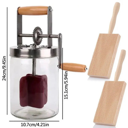 Manual Butter Churner 1000ml Beech Wood Paddle Jar