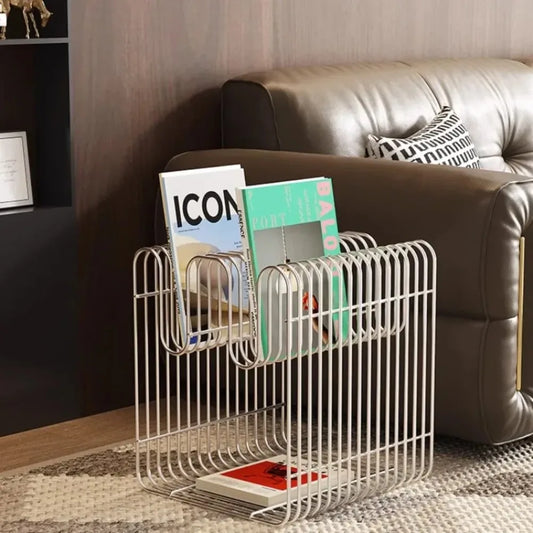 Red Nordic Accent Coffee Table with Display Rack