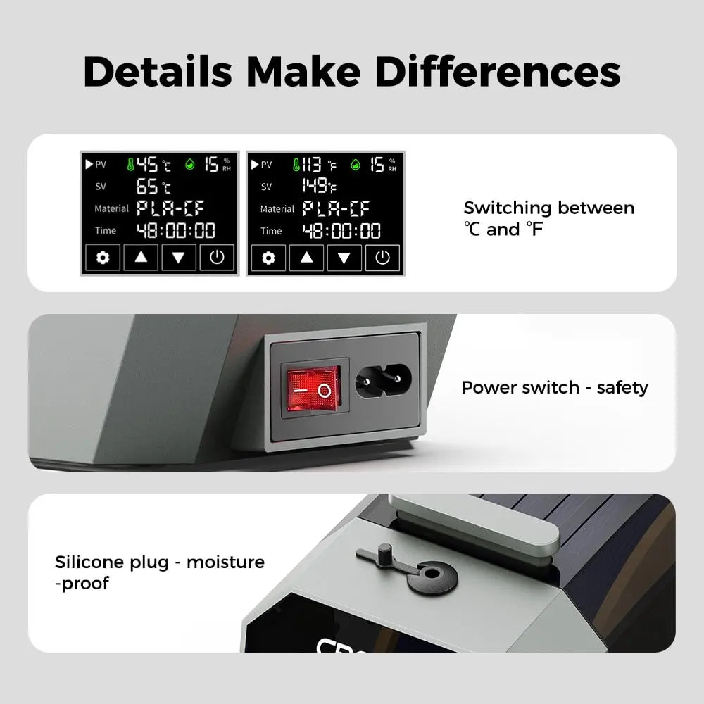 Smart Filament Dryer Box with Real-Time Humidity Monitor