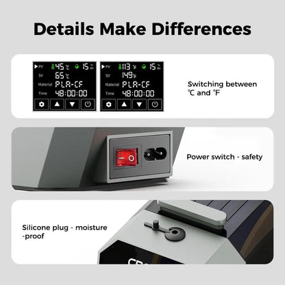 Smart Filament Dryer Box with Real-Time Humidity Monitor