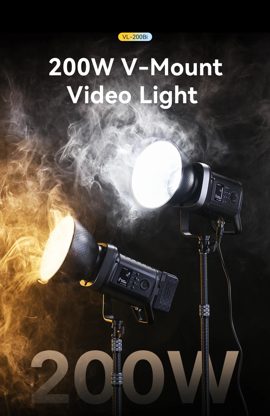 Rechargeable 200W Bi Color Video Light for Streaming