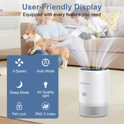 White Smart Air Purifier with HEPA Filter for Bedrooms