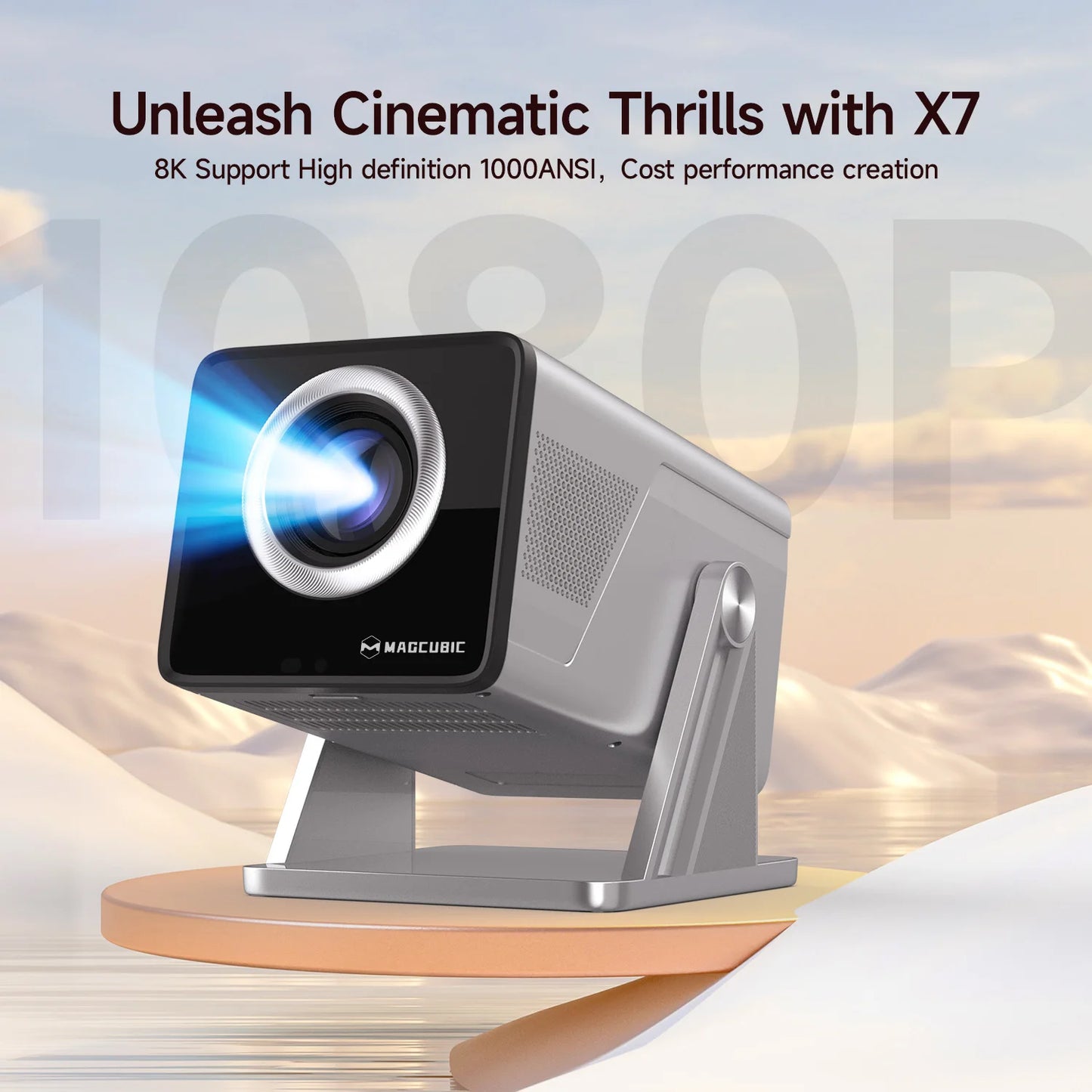 1080P Projector 1000 ANSI Android 14 WiFi 6 Bluetooth 5.4