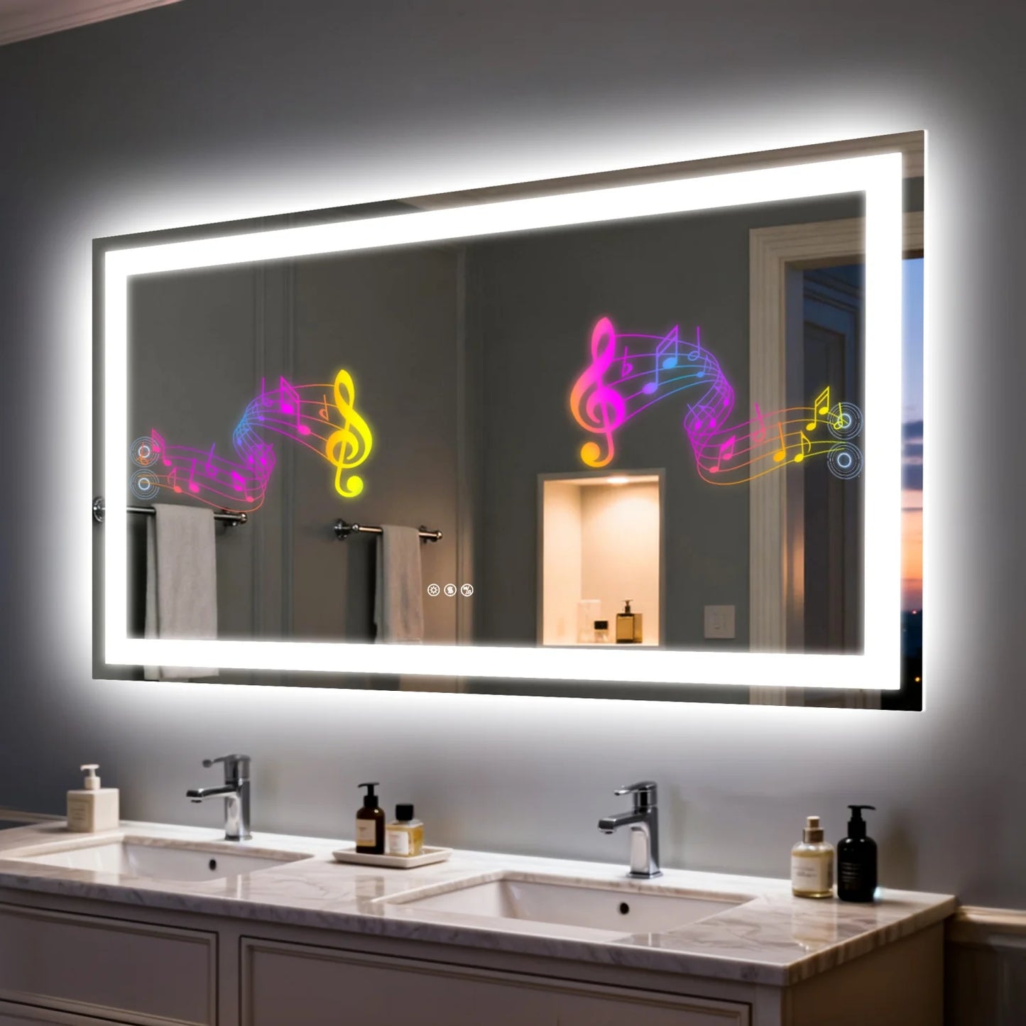 120x70cm LED Makeup Mirror Bluetooth Speaker Anti-Fog Backlit