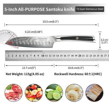 3-Piece Damascus Steel Kitchen Knife Set for Cooking
