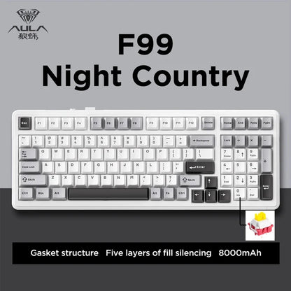 Grey Wireless RGB Mechanical Keyboard 99 Keys Hot Swappable