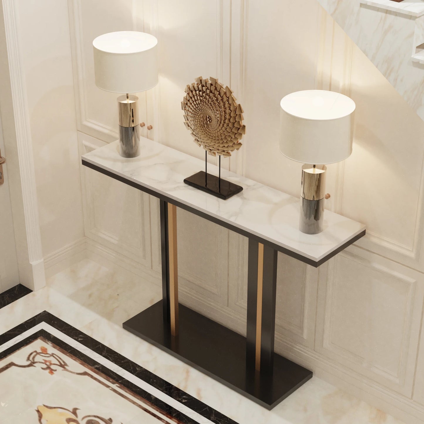 Elegant Marble Display Table Narrow Hallway Entryway Console