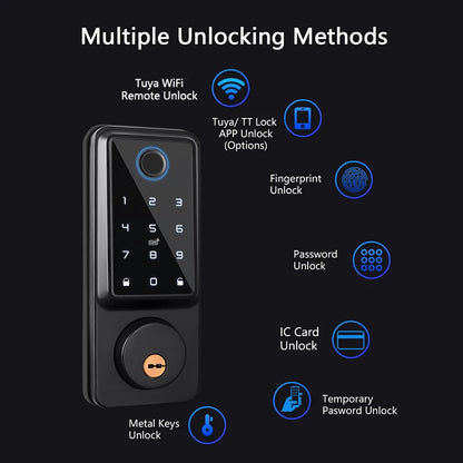 Silver Smart Fingerprint Door Lock with WiFi and Keypad
