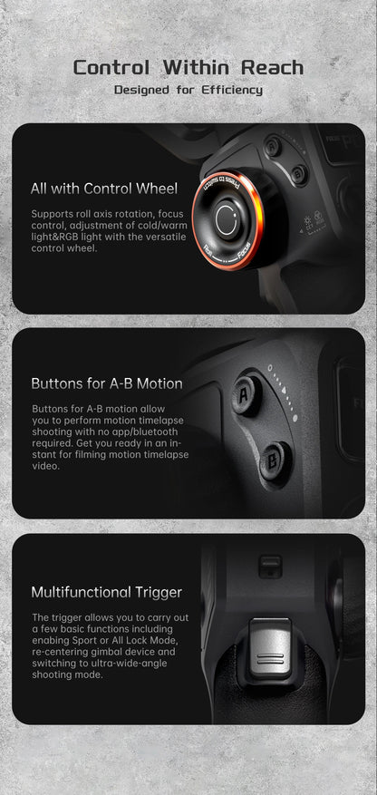 3-Axis Smartphone Gimbal Kit with Magnetic Light