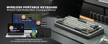 75% Wireless Mechanical Keyboard RGB Hot Swap Cocoa Cream V2
