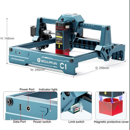 Portable Mini Laser Engraver LightBurn Compatible for Wood and Leather
