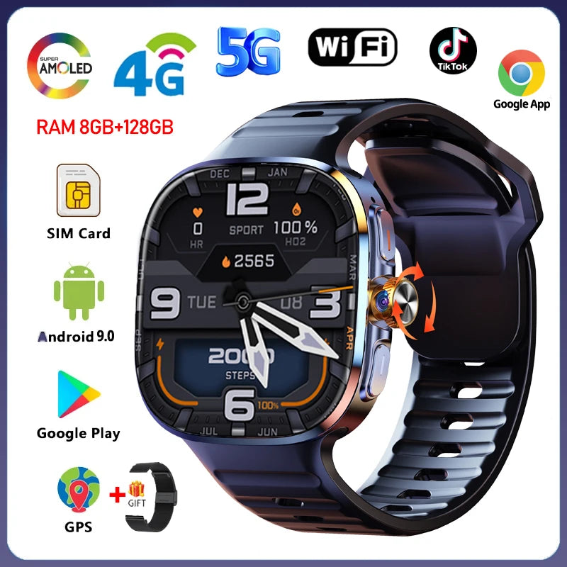 MESH 5G Android AMOLED Smartwatch GPS Camera