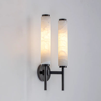 2 Piece Black Marble LED Wall Lights 3000K Warm Glow