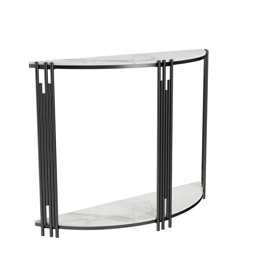 Half Moon Marble Console Table White