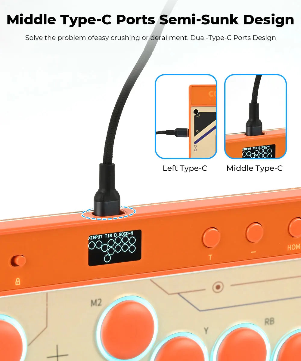 Orange Magnetic Leverless Arcade Controller for PC PS4 PS5