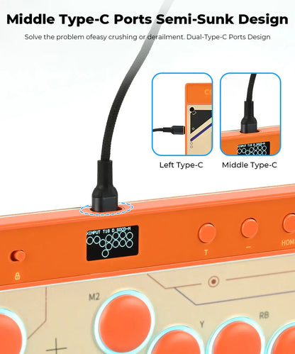 Orange Magnetic Leverless Arcade Controller for PC PS4 PS5