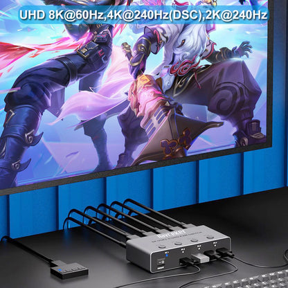 High Refresh 4K 240Hz KVM Switch 4 In 1 Multi PC Control Hub