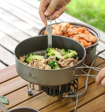 Ultralight Titanium Camping Cookware Set Pot Fry Pan