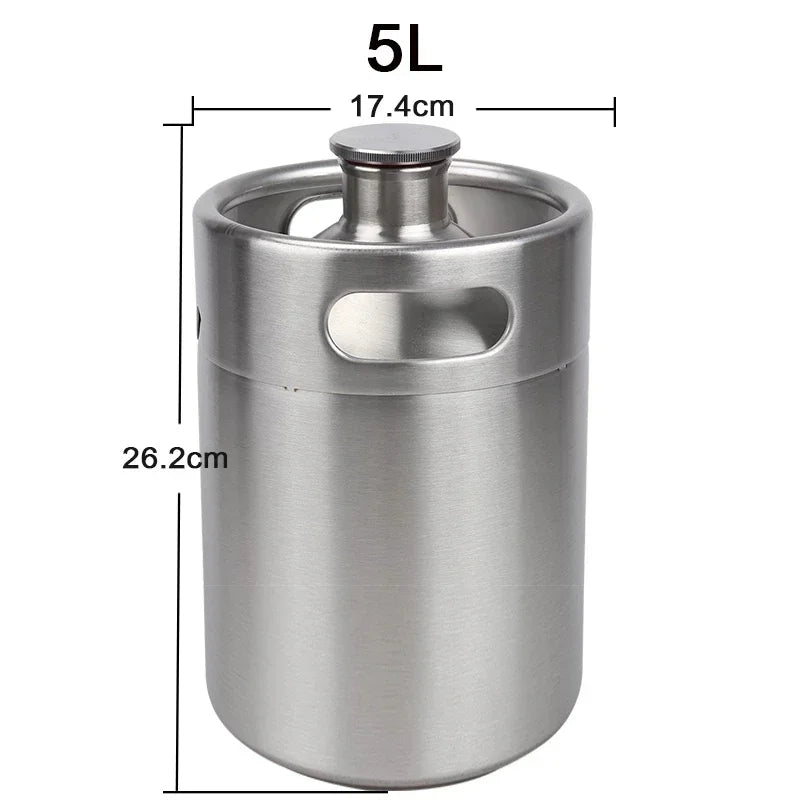 5L Portable Stainless Steel Homebrew Beer Keg