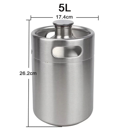 5L Portable Stainless Steel Homebrew Beer Keg