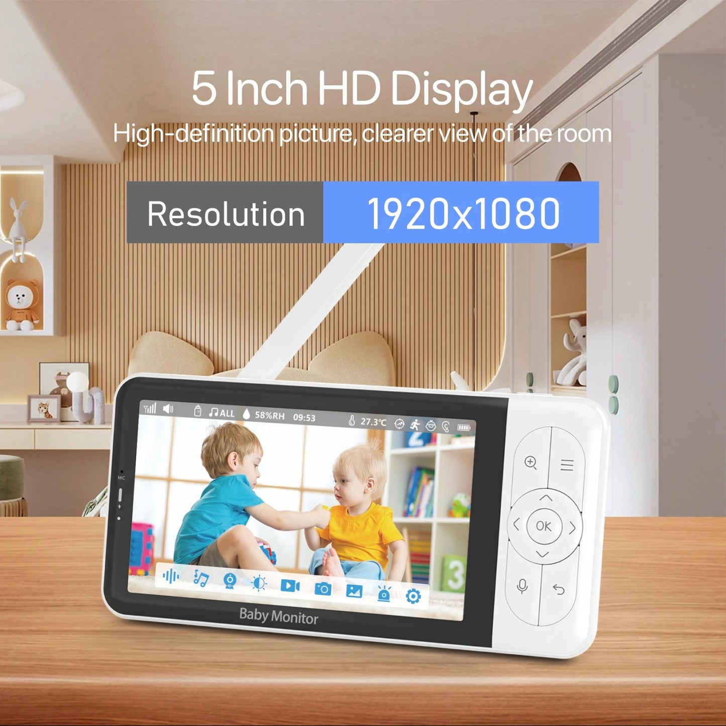 Smart Baby Monitor 2K Camera 5 Inch Display 2-Way Audio